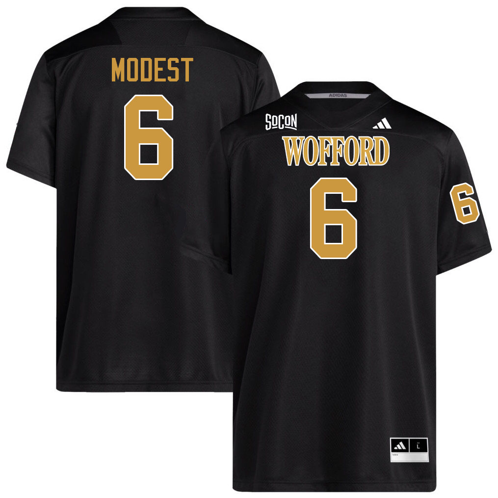 Wofford Terriers #6 Gerald Modest College Football Jerseys,Uniforms Stitched-Black